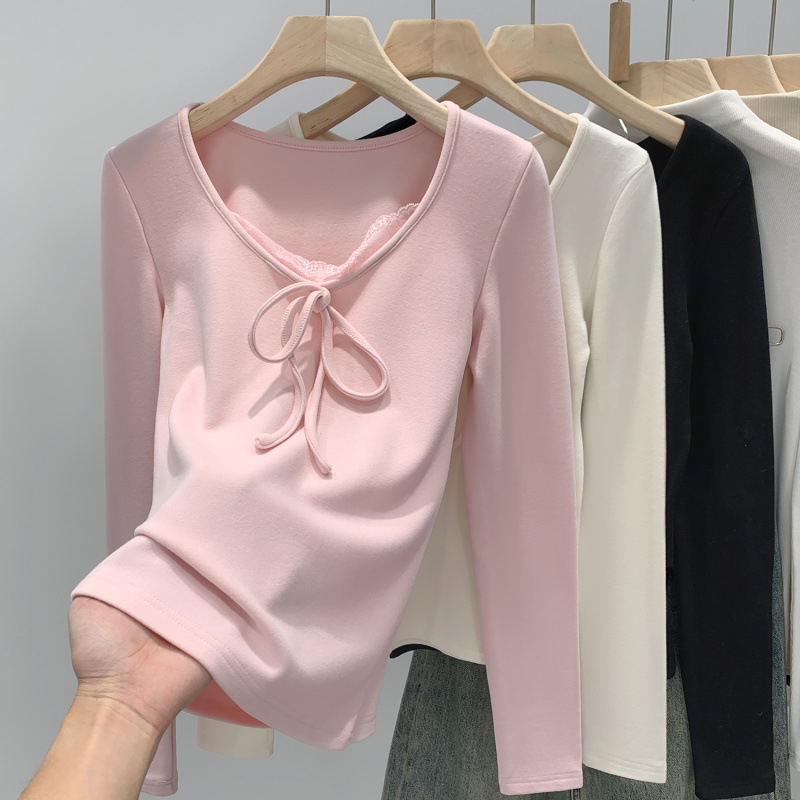 Μπλούζα με μακριά μανίκια, ακρυλικές ίνες με περιεκτικότητα σε βισκόζη, αστικό ύφος, χαμηλός στρογγυλός λαιμός, σε εφαρμοστή γραμμή