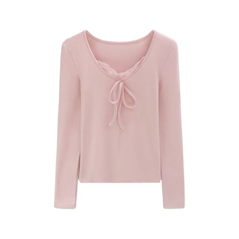 Μπλούζα με μακριά μανίκια, ακρυλικές ίνες με περιεκτικότητα σε βισκόζη, αστικό ύφος, χαμηλός στρογγυλός λαιμός, σε εφαρμοστή γραμμή