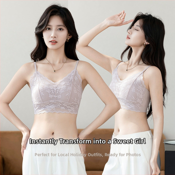 Bez plecu mežģīņu krūšturis bez siksniņām ar trusīša ausām kausu, plāni formēti kausi, galvenais audums neilons, iekšpuse spandex