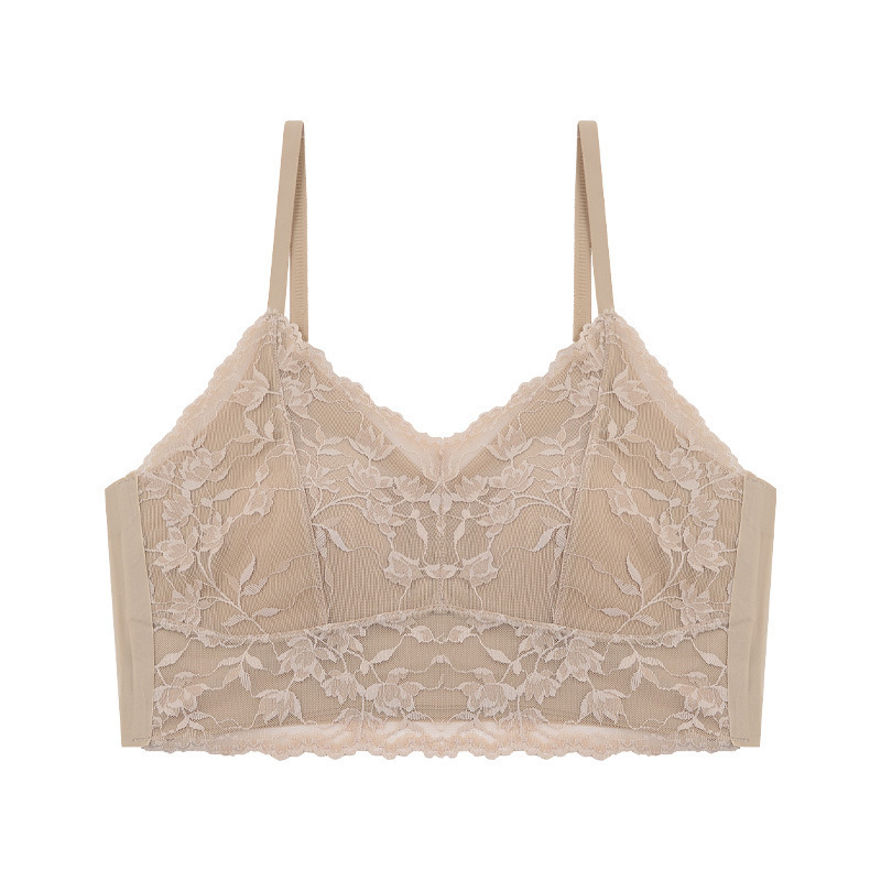 Bez plecu mežģīņu krūšturis bez siksniņām ar trusīša ausām kausu, plāni formēti kausi, galvenais audums neilons, iekšpuse spandex