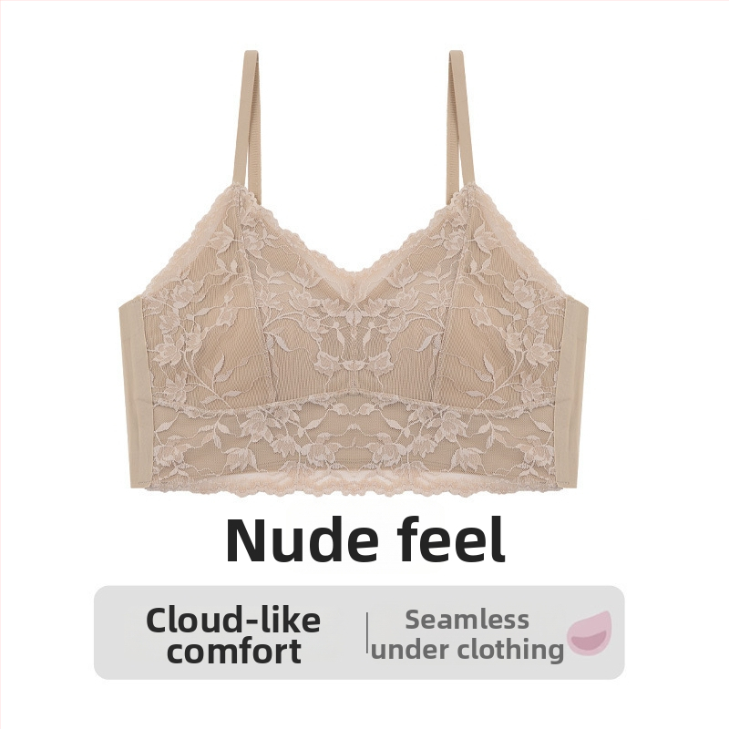 Bez plecu mežģīņu krūšturis bez siksniņām ar trusīša ausām kausu, plāni formēti kausi, galvenais audums neilons, iekšpuse spandex