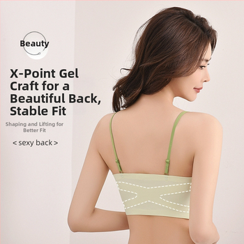 Push-Up бюстгальтер с мека поддръжка, събиране на страничните гърди, чашки латекс 3/4, нейлонов плат, фиксирани двойни презрамки