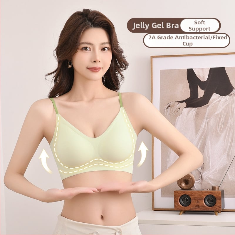 Push-Up бюстгальтер с мека поддръжка, събиране на страничните гърди, чашки латекс 3/4, нейлонов плат, фиксирани двойни презрамки