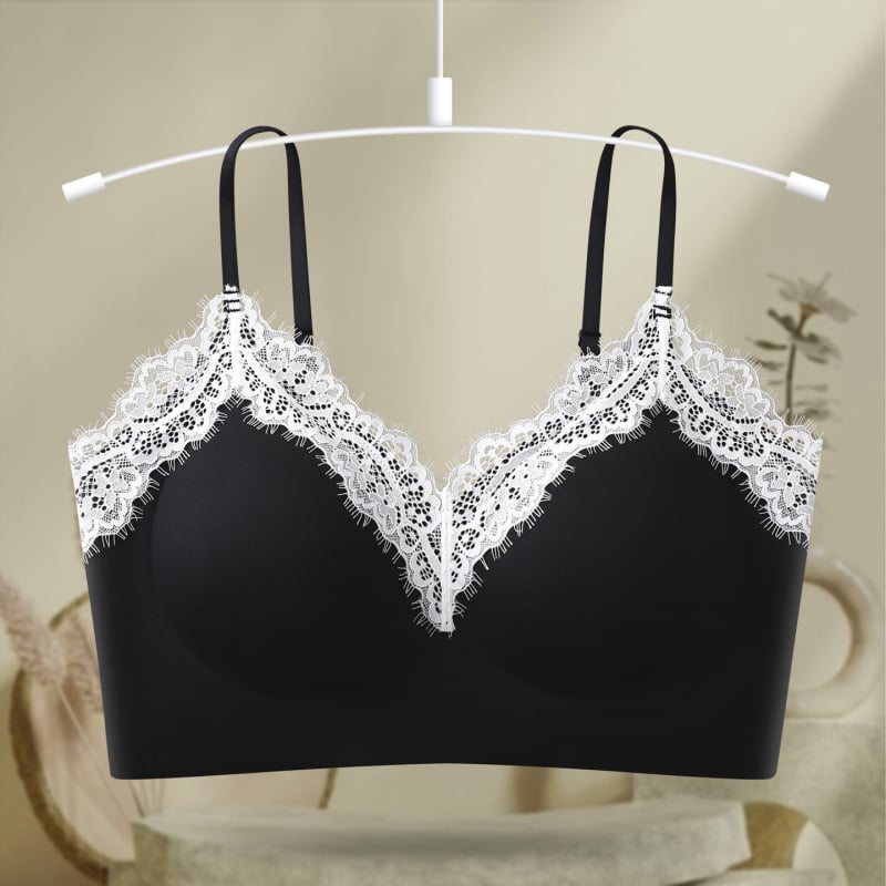 Push-Up бюстгальтер с мека поддръжка, събиране на страничните гърди, чашки латекс 3/4, нейлонов плат, фиксирани двойни презрамки