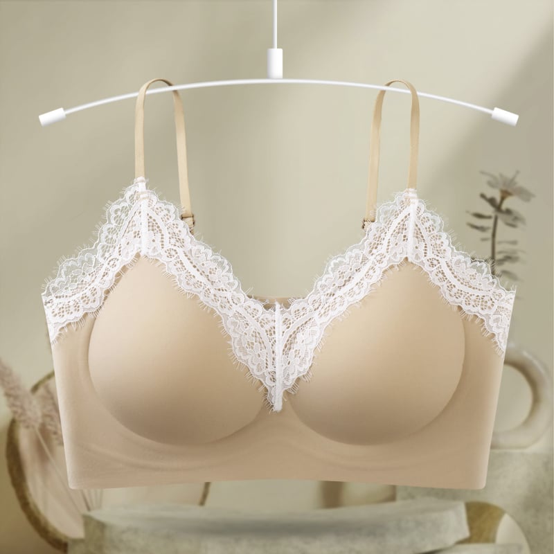 Push-Up бюстгальтер с мека поддръжка, събиране на страничните гърди, чашки латекс 3/4, нейлонов плат, фиксирани двойни презрамки