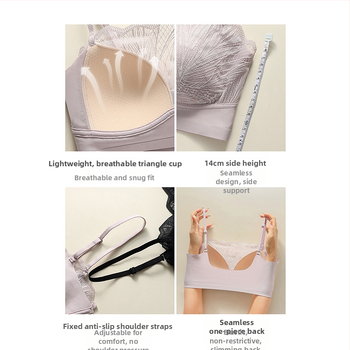 Mežģīnains krūšturis ar trijstūra formu krūšām, plānas veidotas kausus, galvenais audums: neilons, pildījums: spandekss