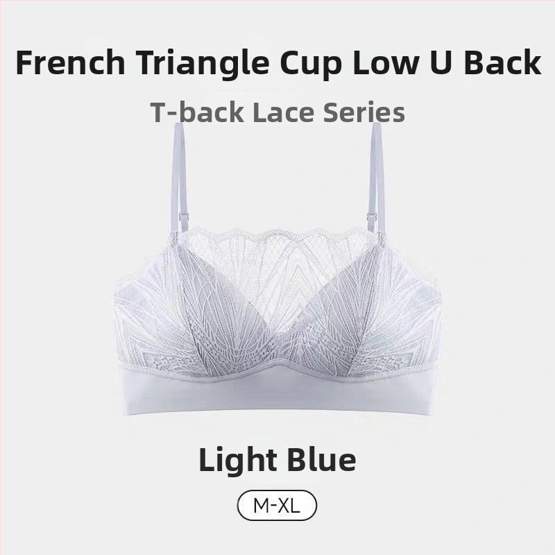 Mežģīnains krūšturis ar trijstūra formu krūšām, plānas veidotas kausus, galvenais audums: neilons, pildījums: spandekss