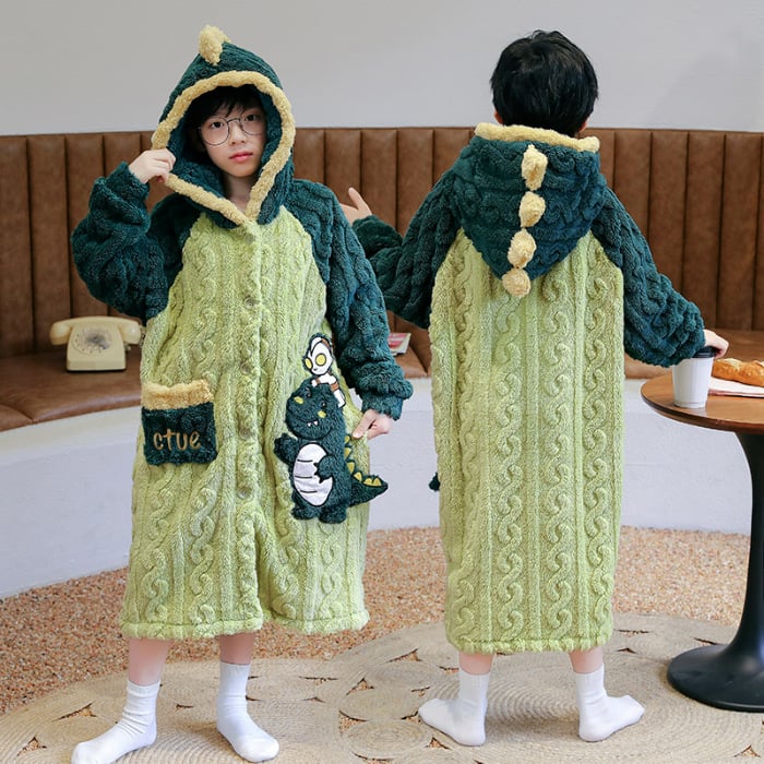 Детски халат за момичета за зимно домашно облекло, коралено кадифе, дебел флис, корейски стил, за деца над 8 години