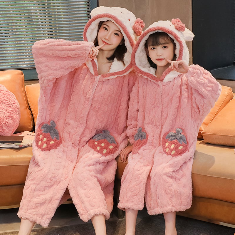 Детски халат за момичета за зимно домашно облекло, коралено кадифе, дебел флис, корейски стил, за деца над 8 години