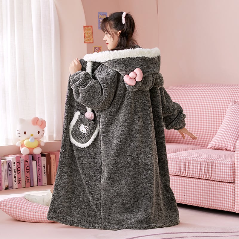 Детски халат за момичета за зимно домашно облекло, коралено кадифе, дебел флис, корейски стил, за деца над 8 години
