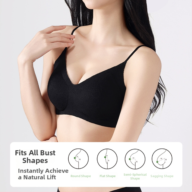 Mežģīņu bralette ar spaghetti siksnām, neilona audums, plāna veidota krūšu kauss ar sūklīti, aizmugurē četrrindu aizdare, fiksētas dubultās plecu siksnas, savilkts siluets, ērtums