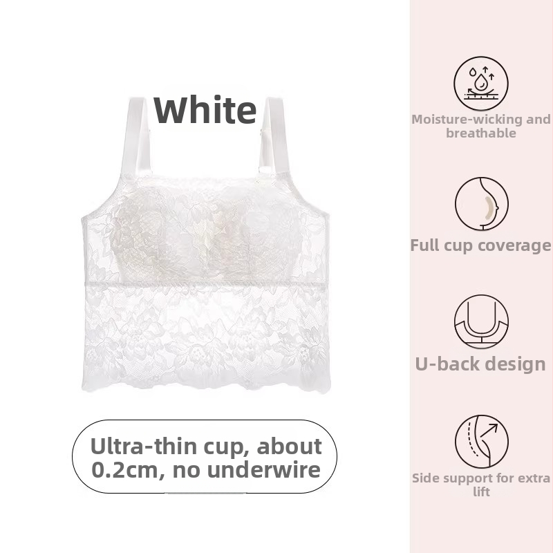 Bez muguras mežģīņu bandeau krūšturis sievietēm - plāns veidots kauss, krūšu spilventiņi, elpojošs neilons