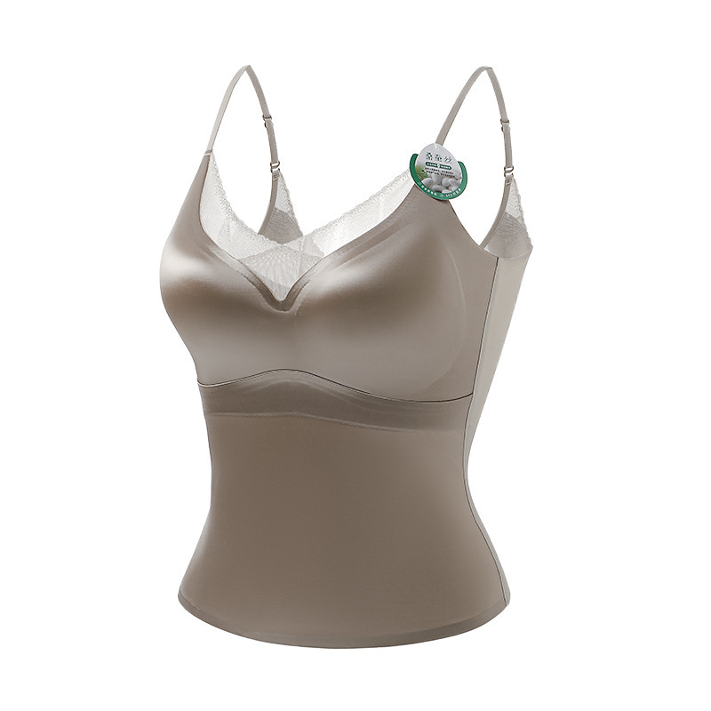 Mežģīņu camišols ar V formas kaklu un krūšu spilventiņu, satīna audums, Push-Up, pilns kauss, vidējais mold kauss, vest stils