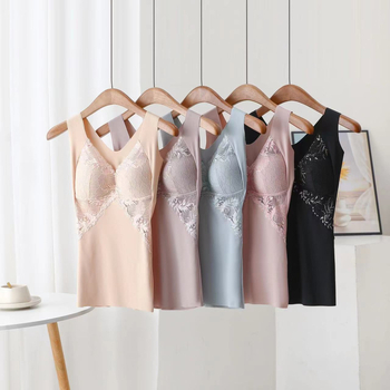 Ilga nėrinių liemenėlė vest stiliaus, su pilnu puodeliu ir plonais formuojamais puodeliais, pagrindinis audinys nailonas, liemenėlės pamušalas medvilnė 70–80%, fiksuoti dvigubi dirželiai