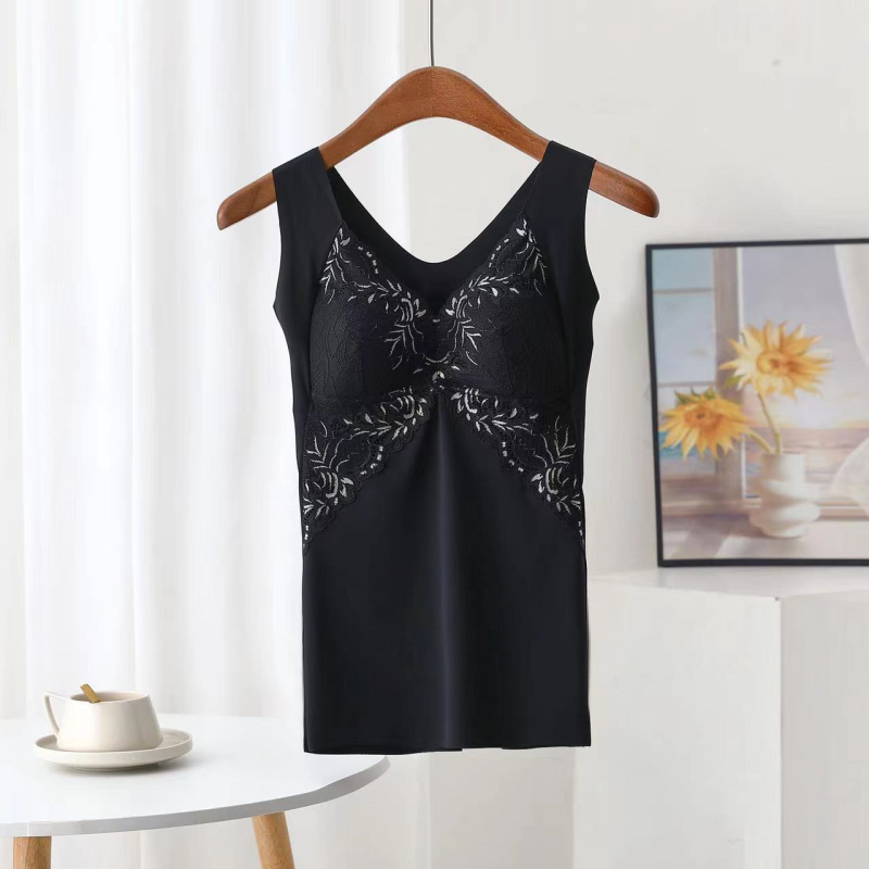 Ilga nėrinių liemenėlė vest stiliaus, su pilnu puodeliu ir plonais formuojamais puodeliais, pagrindinis audinys nailonas, liemenėlės pamušalas medvilnė 70–80%, fiksuoti dvigubi dirželiai