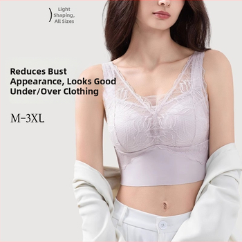 Mežģīnīts bezšuvju krūšturis no neilona ar muguras vestes stila dizainu, elpojošs, sānu krūšu savākšana