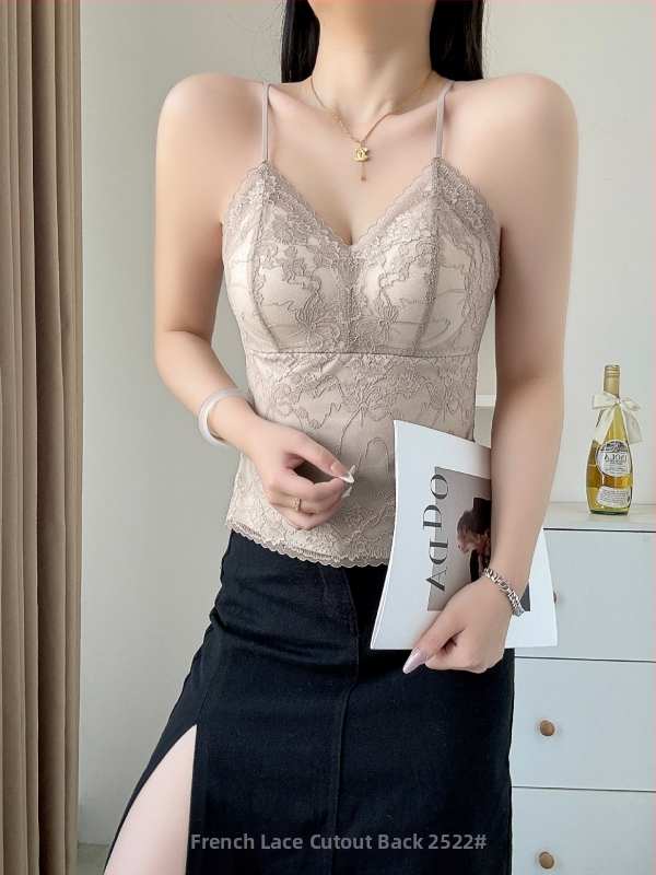 Camisole ar krūšu spilventiņu, elpojoša mežģīne, Korejas stils, neilona audums, trijstūra krūšu kauss