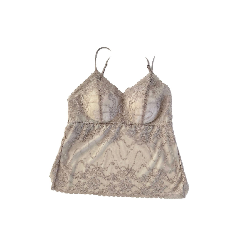 Camisole ar krūšu spilventiņu, elpojoša mežģīne, Korejas stils, neilona audums, trijstūra krūšu kauss