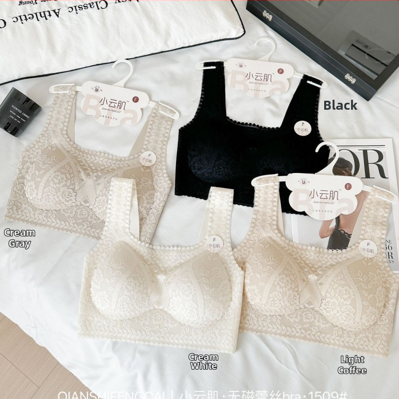 Mežģīņu bezvadu topiņš ar Push-Up, 3/4 krūšu kausi, plānas formējošas krūzes