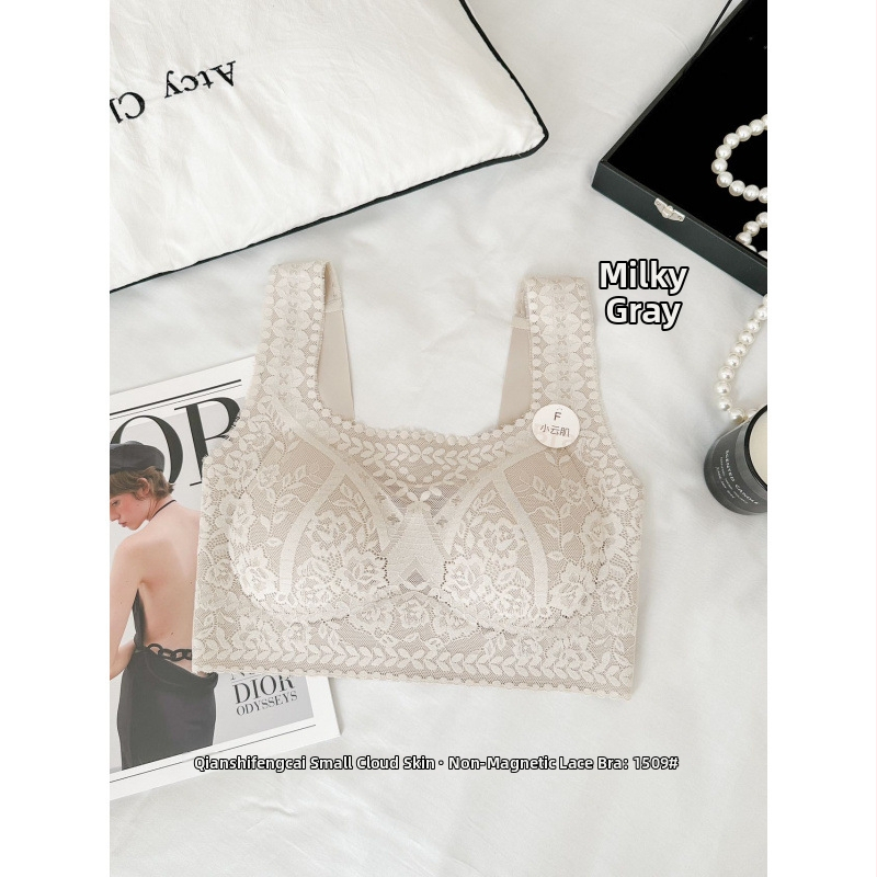 Mežģīņu bezvadu topiņš ar Push-Up, 3/4 krūšu kausi, plānas formējošas krūzes