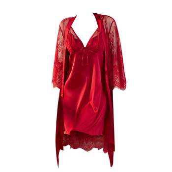 Σετ δύο τεμαχίων νυχτικού με δαντέλα από ice silk, διάφανο στυλ, υπερλεπτό ύφασμα 81–100 g/m2, 90–95% πολυεστέρας, καλοκαίρι 2022