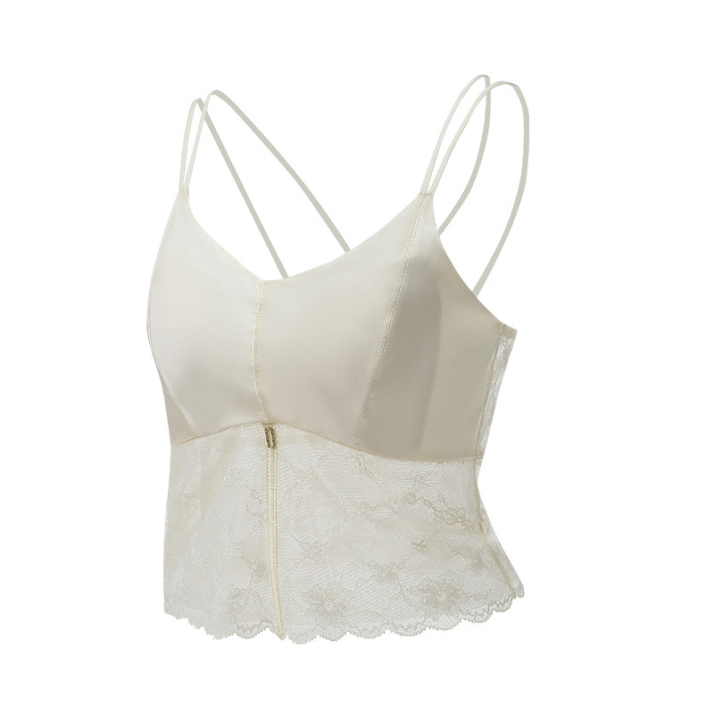 Satīna zīda bralette ar krustotām siksnām mugurē, 100% mulberija zīds, latexa pildījumi krūzītēs, stingras dubultās plecu siksnas