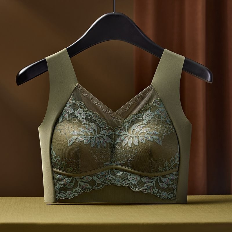 Bezzvanu mežģīnju krūšturis ar pilnu kausu, tank stila, fiksētie dubultie siksnas, bez āķīšiem, elpojošas neilona kausi