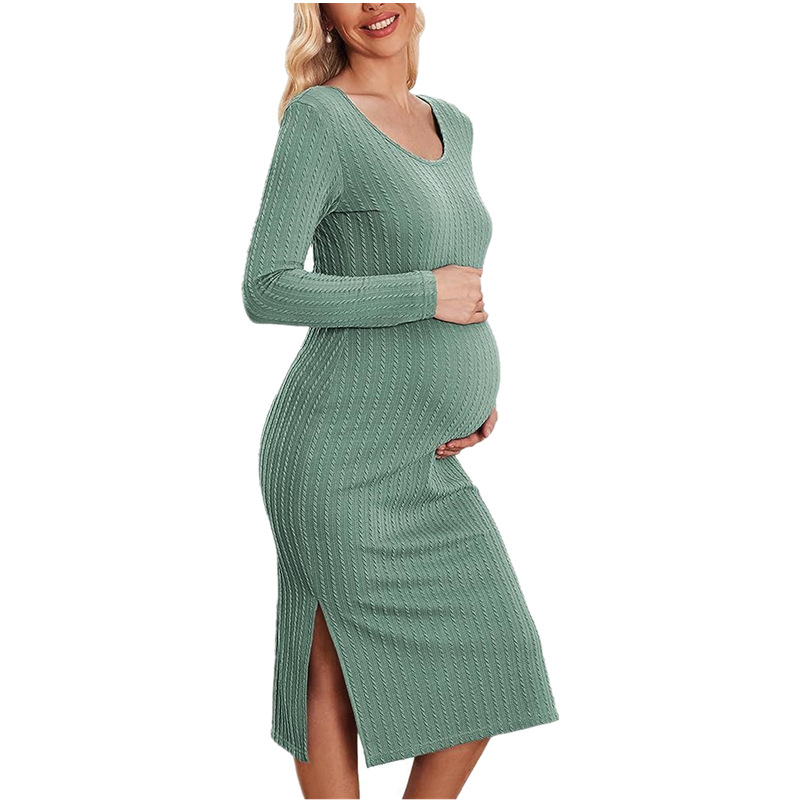 Haljina s okruglim izrezom, dugi rukavi, poliester, duga suknja-stil olovke, jesen 2025