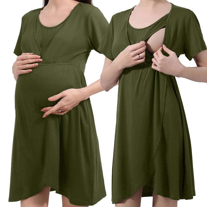 Haljina za dojenje od Milk Silk, patchwork midi duljina, okrugli izrez, 3/4 rukavi, digitalni otisak, poliester 90–95%, spandeks <30%