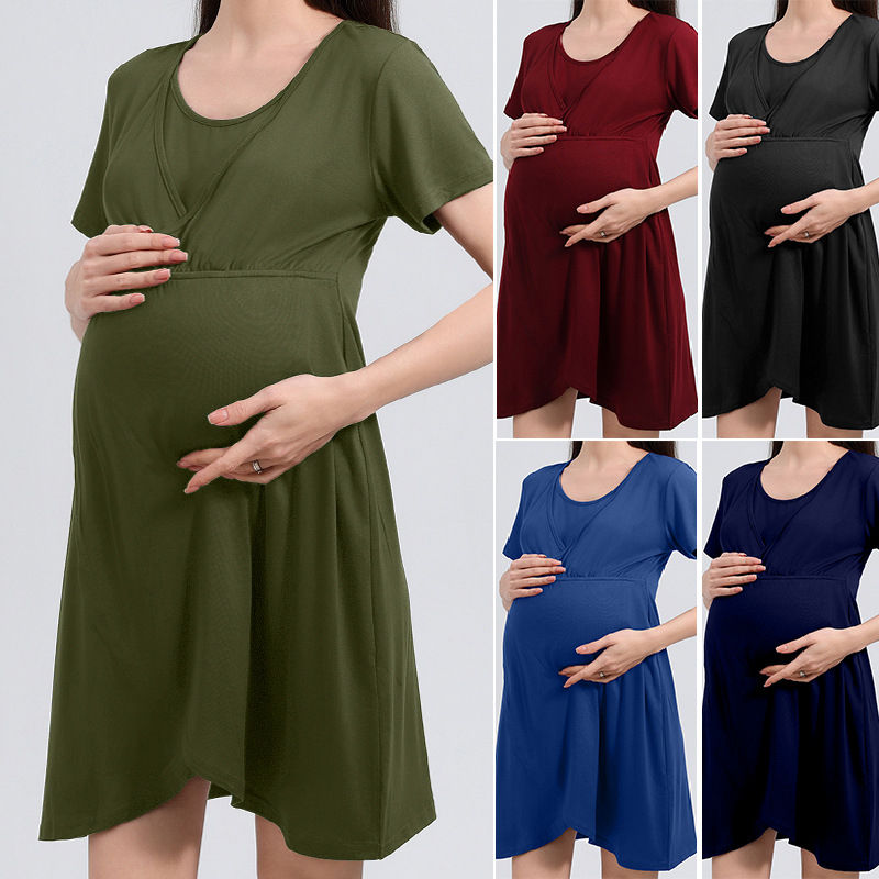 Haljina za dojenje od Milk Silk, patchwork midi duljina, okrugli izrez, 3/4 rukavi, digitalni otisak, poliester 90–95%, spandeks <30%