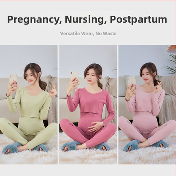 Tehotenský set na dojčenie: top a nohavice, dlhý rukáv, otvor na dojčenie, pletená látka z polyesteru a elastanu