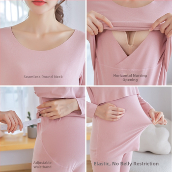 Tehotenský set na dojčenie: top a nohavice, dlhý rukáv, otvor na dojčenie, pletená látka z polyesteru a elastanu