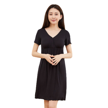 rochie cu decolteu în V, mânecă 3/4, material modal, 95% fibră de celuloză regenerată, lungime midi