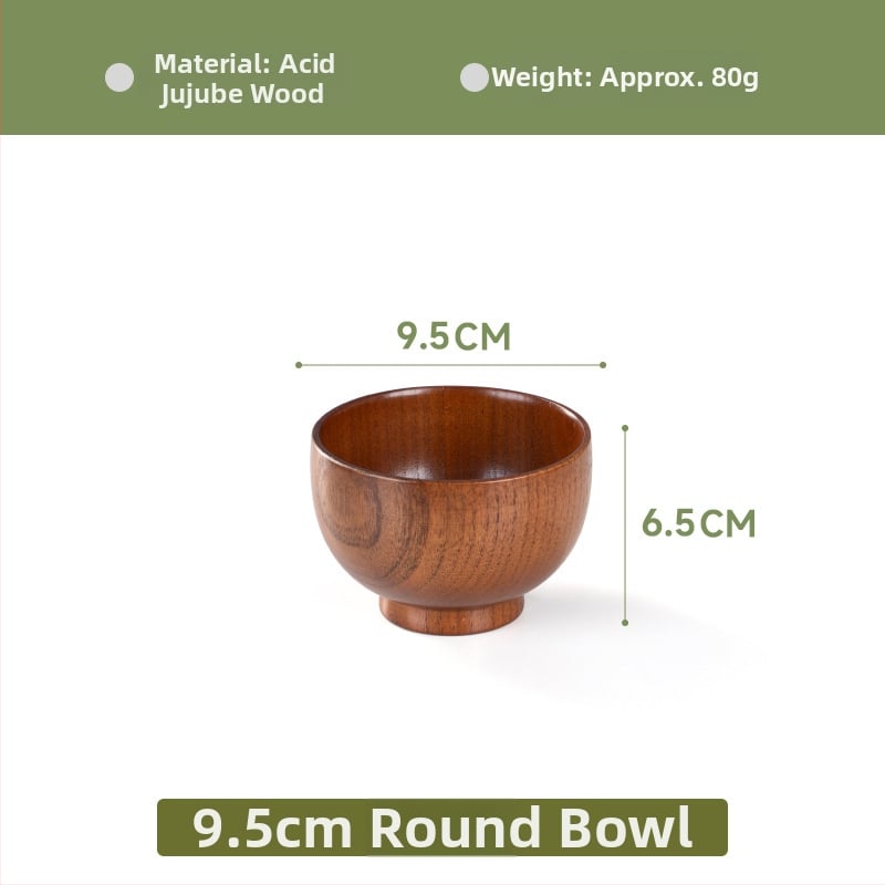 Fából készült tál háztartási japán étkészlethez, vastagított kialakítású, égésálló tál tészta és leves számára, kör alakú, kézzel rajzolt felülettel, modern letisztult stílus, testreszabható logó