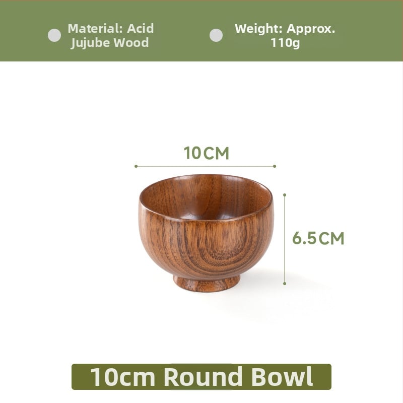 Fából készült tál háztartási japán étkészlethez, vastagított kialakítású, égésálló tál tészta és leves számára, kör alakú, kézzel rajzolt felülettel, modern letisztult stílus, testreszabható logó