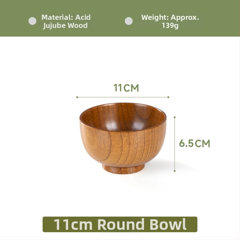 Fából készült tál háztartási japán étkészlethez, vastagított kialakítású, égésálló tál tészta és leves számára, kör alakú, kézzel rajzolt felülettel, modern letisztult stílus, testreszabható logó