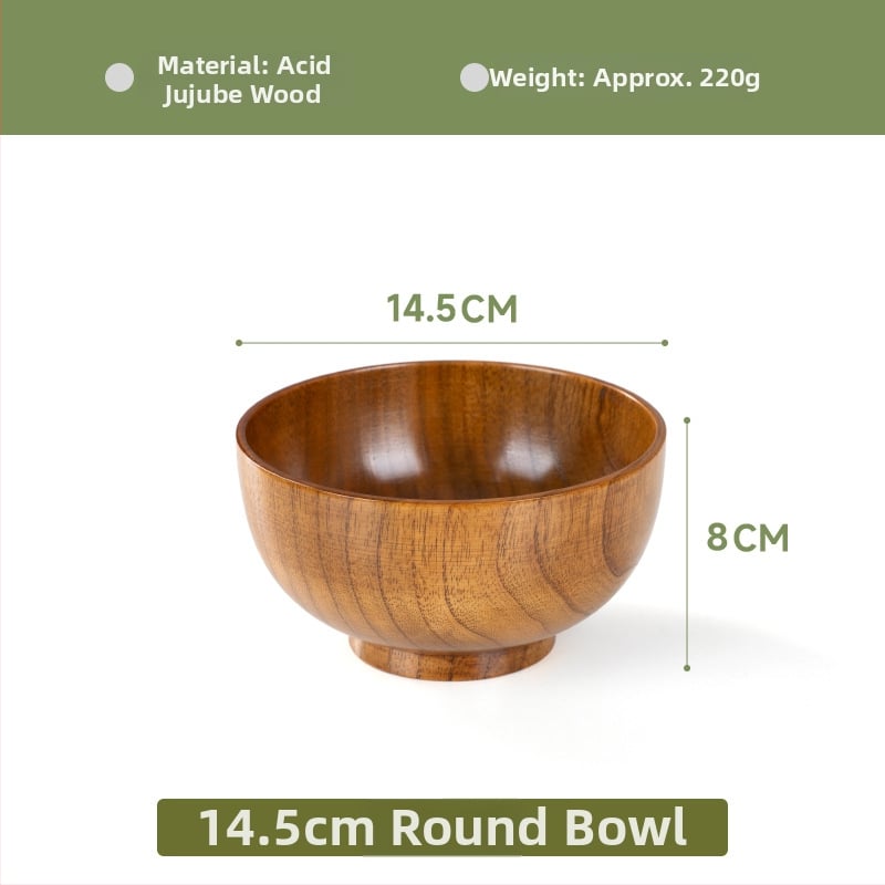 Fából készült tál háztartási japán étkészlethez, vastagított kialakítású, égésálló tál tészta és leves számára, kör alakú, kézzel rajzolt felülettel, modern letisztult stílus, testreszabható logó