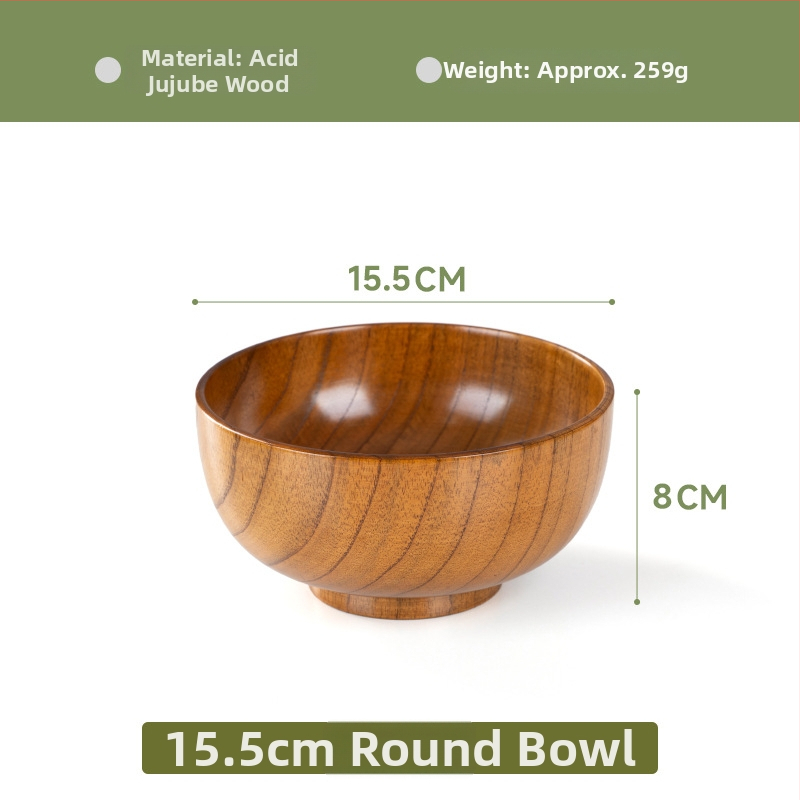 Fából készült tál háztartási japán étkészlethez, vastagított kialakítású, égésálló tál tészta és leves számára, kör alakú, kézzel rajzolt felülettel, modern letisztult stílus, testreszabható logó