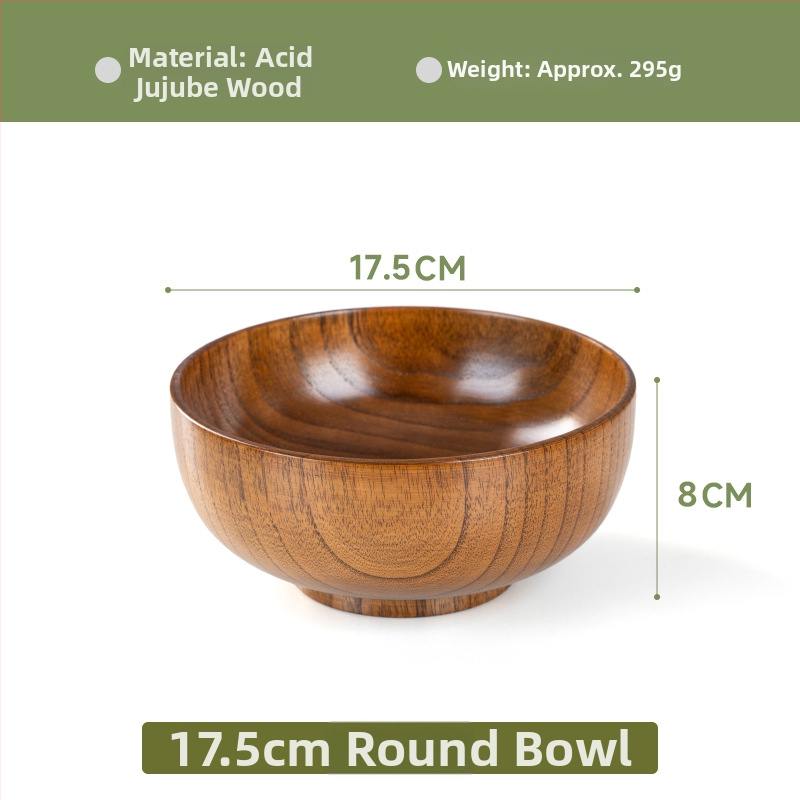 Fából készült tál háztartási japán étkészlethez, vastagított kialakítású, égésálló tál tészta és leves számára, kör alakú, kézzel rajzolt felülettel, modern letisztult stílus, testreszabható logó