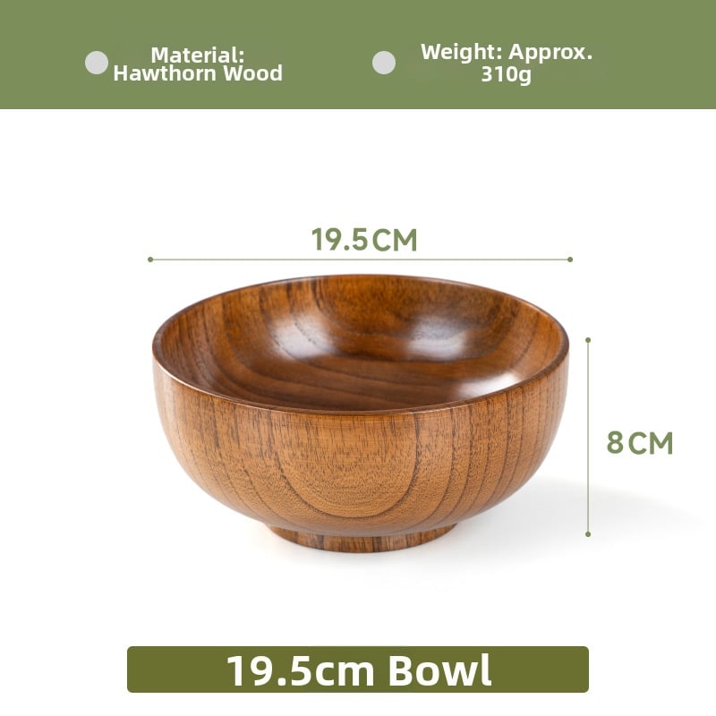 Fából készült tál háztartási japán étkészlethez, vastagított kialakítású, égésálló tál tészta és leves számára, kör alakú, kézzel rajzolt felülettel, modern letisztult stílus, testreszabható logó