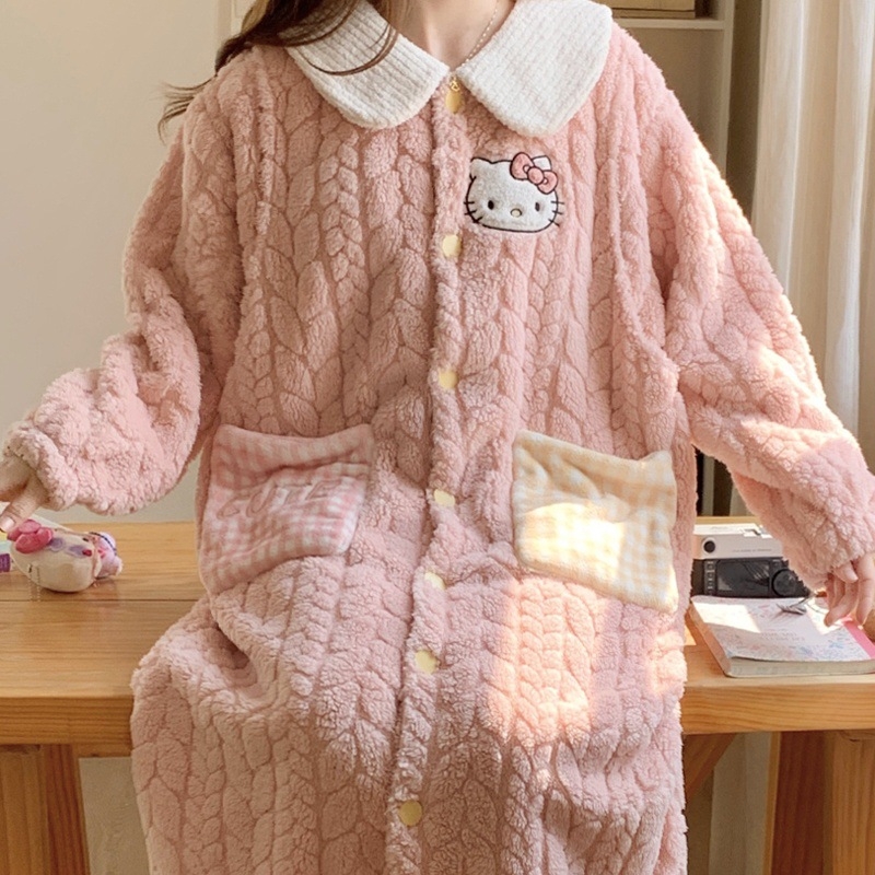 Trudnička noćna haljina za dojenje s cvjetnim uzorkom, dugi rukavi, koralni flis materijal, 95% poliester, jesen-zima.