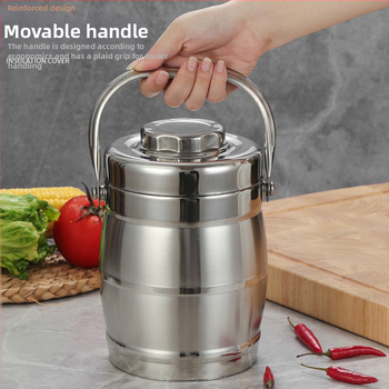 Rozsdamentes acélból készült vákuum-izolált ebédbox, dob alakú, 2 L kapacitás