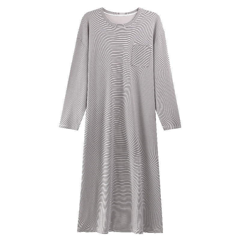 Αντιβακτηριακό νυχτικό με μακριά μανίκια από 100% βαμβάκι, ενιαίο κόψιμο, Κορεατικό στυλ