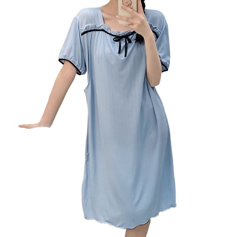 Noćna haljina za maternitet za dojenje, ljeto, lagana, plus veličina, kratki rukavi, kućni postporođajni loungewear