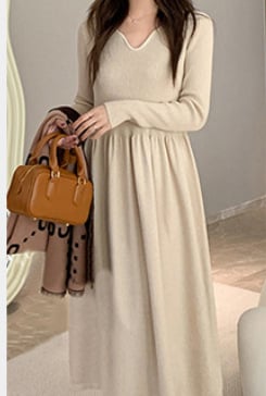 Rochie maternitate tricotată cu decolteu în V, mâneci lungi, tricot din bumbac 30–50%, lungime medie, croială în stil zână, stil street fashion