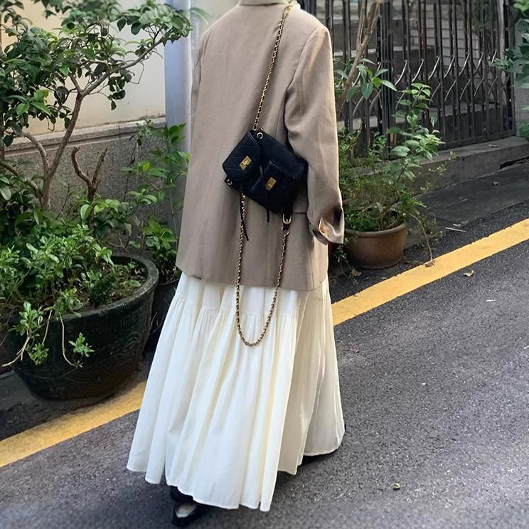 Snow meifu fustă maternitate cake, lungă, poliester 30–50%, stil proaspăt și dulce, primăvara 2025