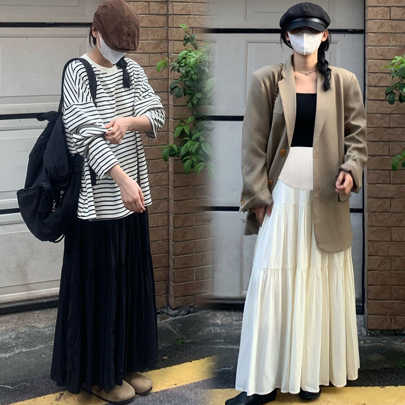 Snow meifu fustă maternitate cake, lungă, poliester 30–50%, stil proaspăt și dulce, primăvara 2025