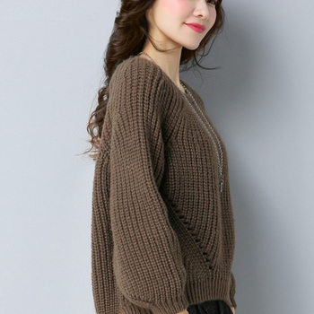 Pulover tricotat Ice Silk pentru femei – guler rotund, mâneci prințese, primăvara 2025, detaliu cusut