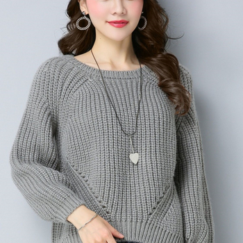 Pulover tricotat Ice Silk pentru femei – guler rotund, mâneci prințese, primăvara 2025, detaliu cusut