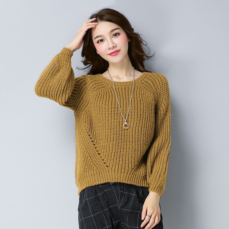 Pulover tricotat Ice Silk pentru femei – guler rotund, mâneci prințese, primăvara 2025, detaliu cusut